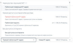 Прямой публичный IP-адрес в панели управления Selectel. Источник.